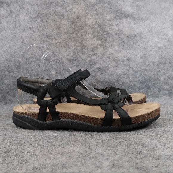 Teva Shoes Womens 9 Ventura Cork Sandals Leather Adjustable Strap Comfort Black - Picture 7 of 9